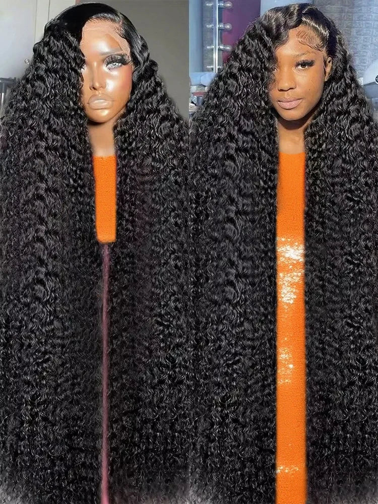 300% Density 13x6 HD Deep Wave Lace Frontal Wig Brazilian 40 46 Inch 13x4 Loose Water Curly Lace Front Human Hair Wigs For Women