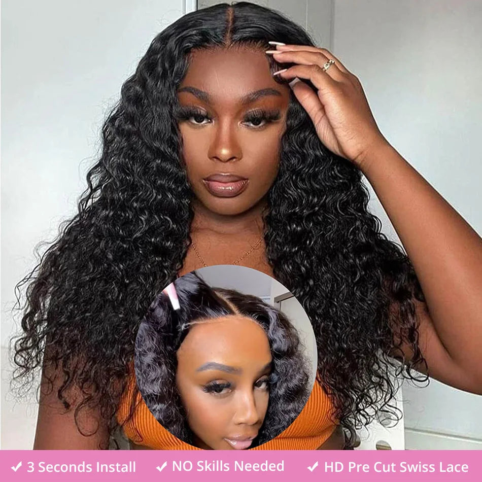 300% Density 40 50 Inches Deep Wave Frontal Wig 13x4 13x6 HD Curly Lace Front Human Hair Wigs Brazilian 7x5 Wear Go Glueless Wig