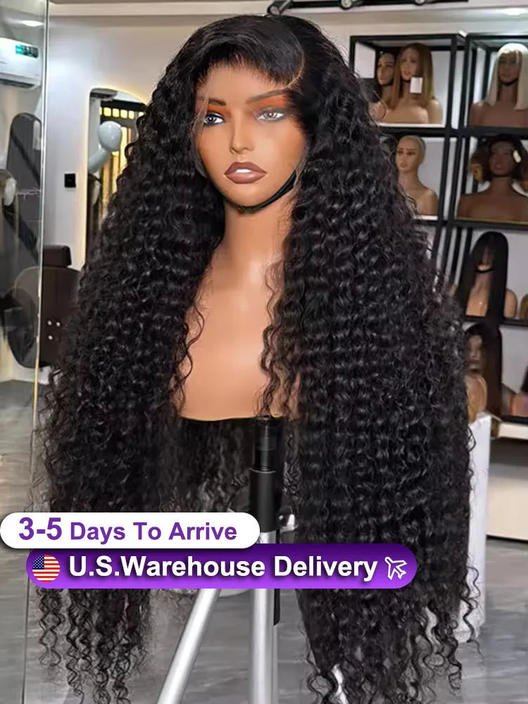 13x6 HD Lace Front Wig Human Hair Wig Deep Wave 30 40 Inch 13x4 Lace Frontal Wigs Glueless Water Wave Closure Wear