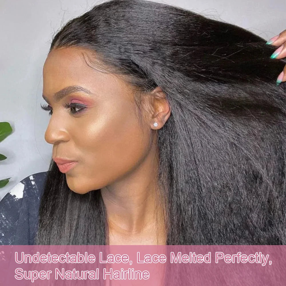 40 Inch HD 13x6 Transparent Kinky Straight Human Hair Wigs Brazilian 13x4 360 Yaki Lace Frontal Human Hair Wigs For Women 300%