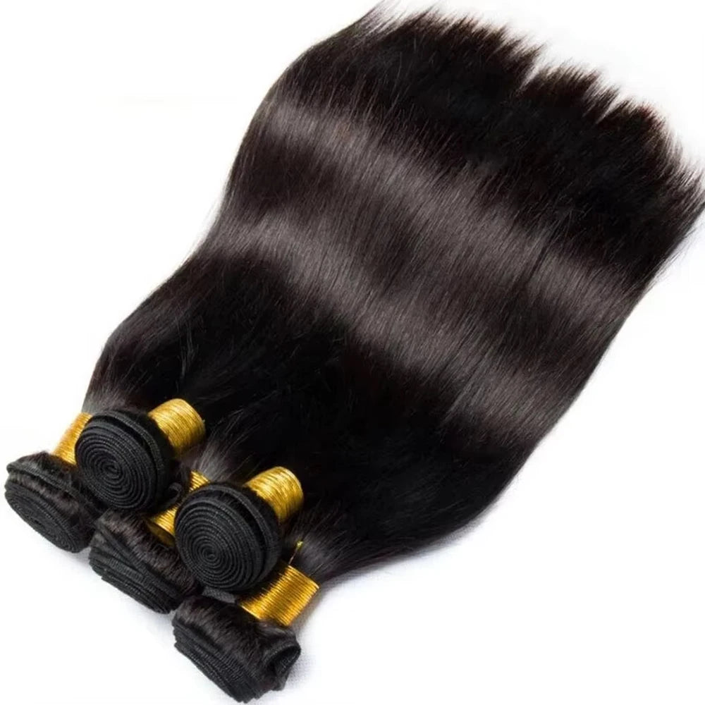 Straight Human Hair Bundles Raw Hair Bundles 100% Human Hair Extensions Natural Black Brazilian Hair Weave Bundles For Women