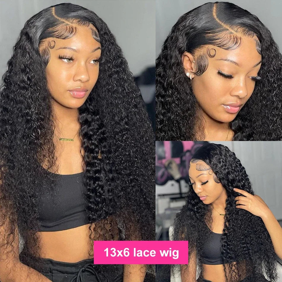 13x6 HD Lace Frontal Wig Deep Wave Frontal Wig 100% Brazilian Curly Human Hair Wigs 13x4 Transparent Lace Front Human Hair Wig