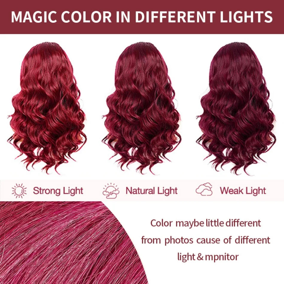 Burgundy Body Wave 99J 13x6 HD Lace Frontal Brazilian Pre-Plucked Colored Wig 13x4 HD Lace Red Remy Human Hair Wig for Women