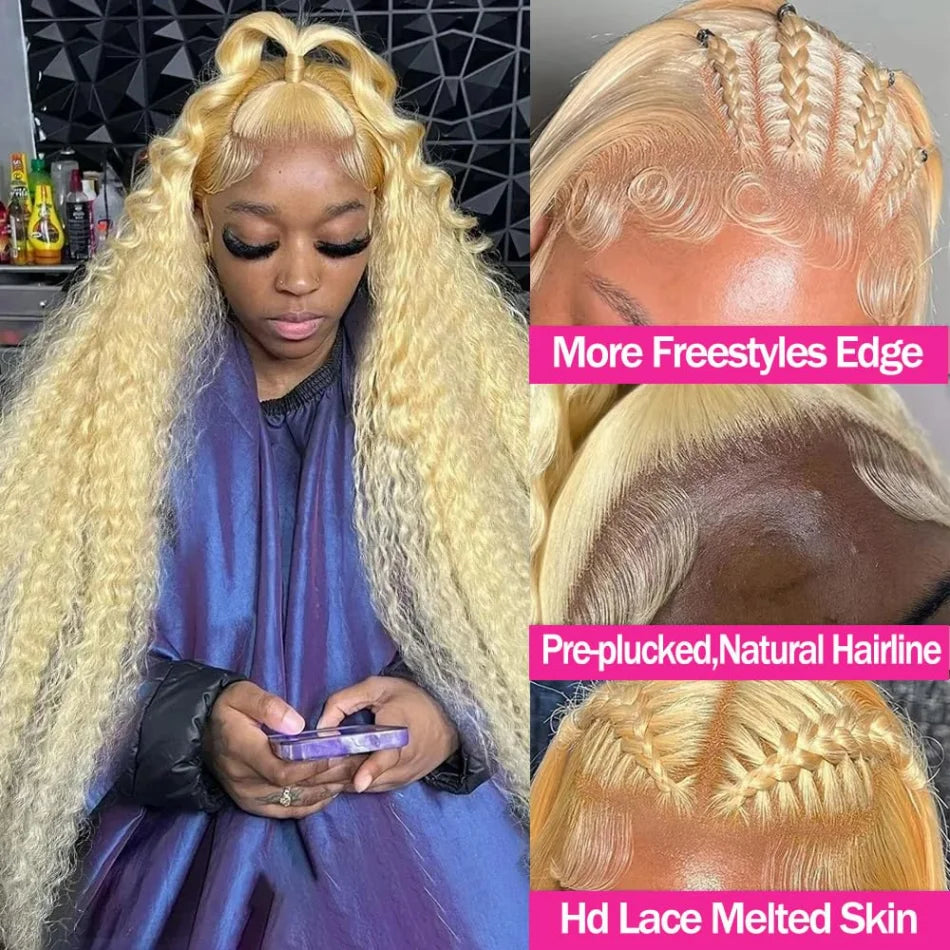 Blonde Water Wave Remy Human Hair Wig 613 hd Lace Frontal Wig 13x6 13x4 Lace Pre Plucked Brazilian Colored Curly Human Hair Wigs