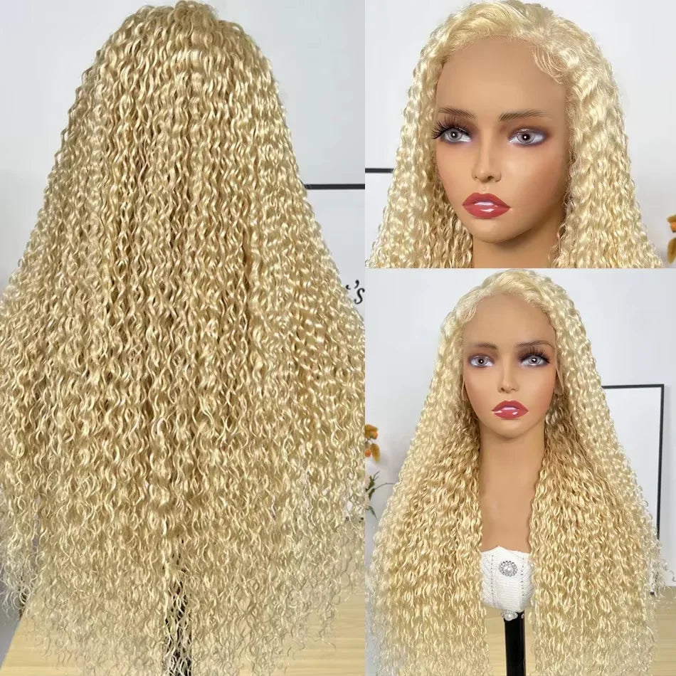 40 42 Inch Honey Blond Curly Wigs 613 Hd Lace Frontal Wig 13x6 for Women 200 Density Deep Wave Frontal Wig