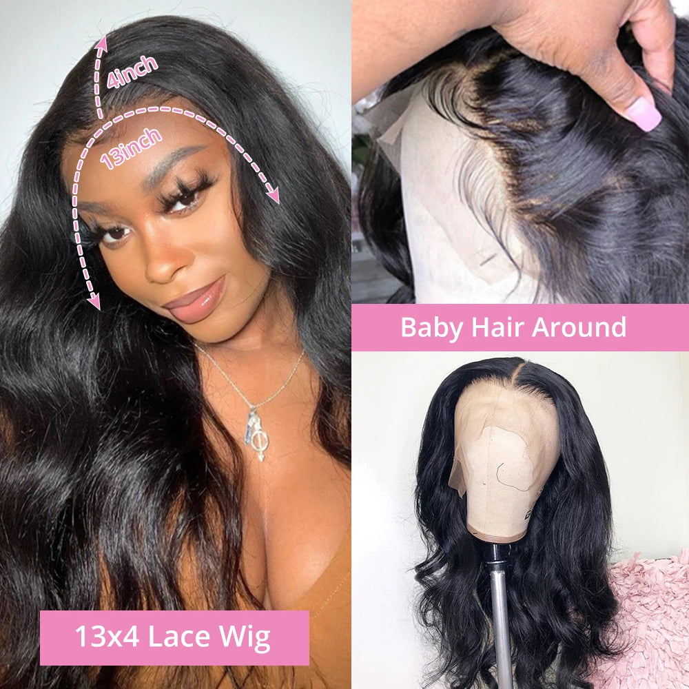 40 46 Inch 13x4 13x6 HD Body Wave Lace Frontal Human Hair Wig Brazilian 360 Full Loose Natural Wavy Lace Front Wigs 300% Density
