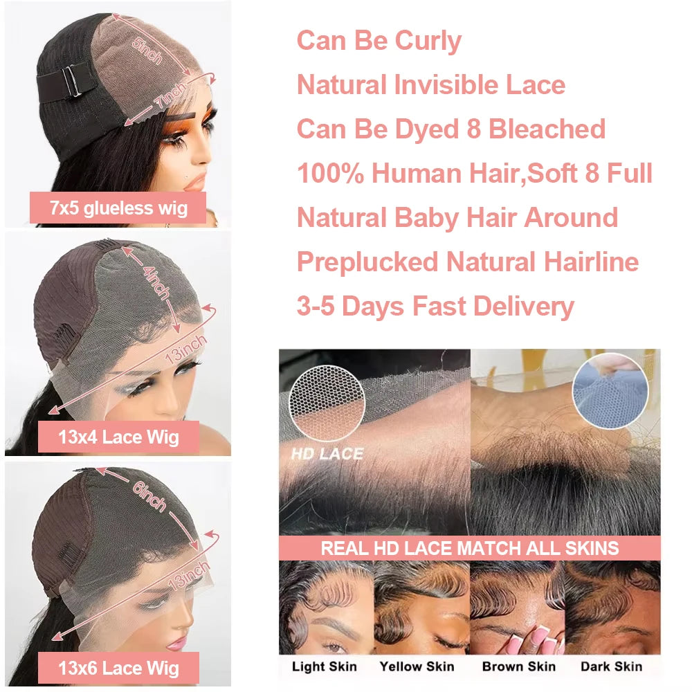 300% 13X6 13X4 HD Deep Wave Lace Frontal Wig Brazilian 40 46 Inch Water Curly Wear And Go 7x5 Glueless Human Hair Wigs For Women