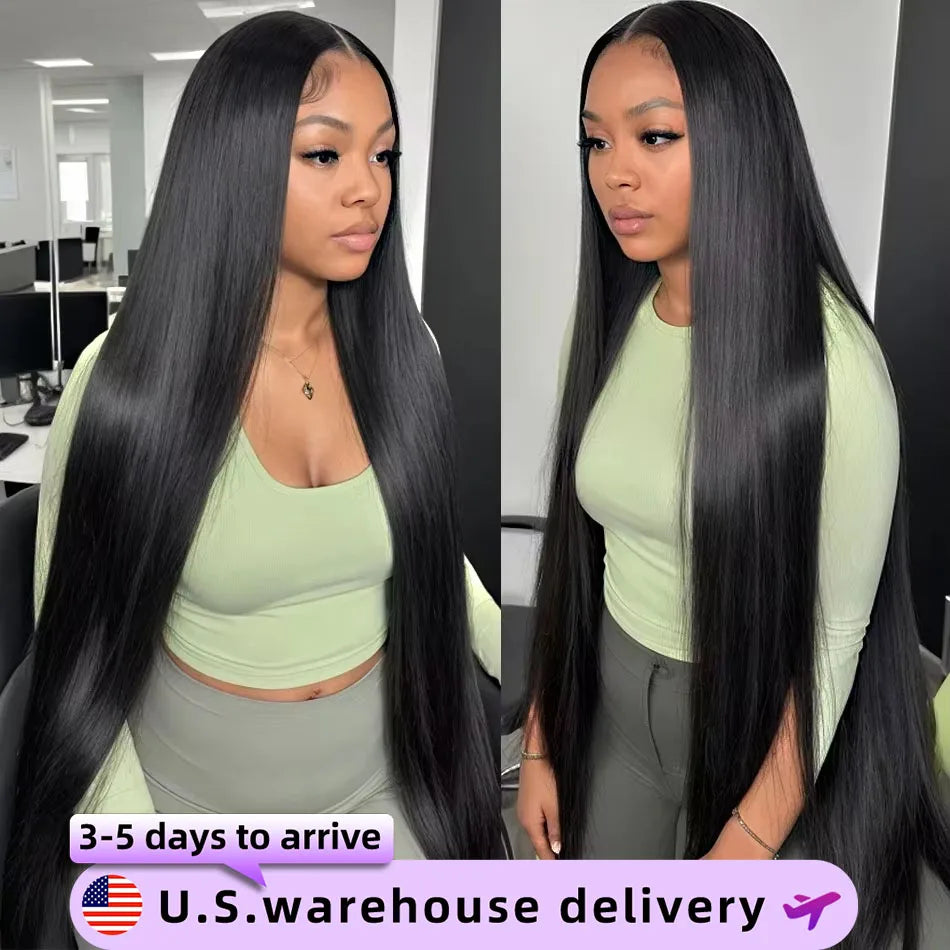 38 40 inch 200 density silk straight hair 13x6 HD lace front wigs for women 13x Brazilian rice hair wigs human hair wigs natural