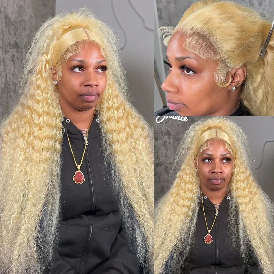 Blonde Water Wave Remy Human Hair Wig 613 hd Lace Frontal Wig 13x6 13x4 Lace Pre Plucked Brazilian Colored Curly Human Hair Wigs
