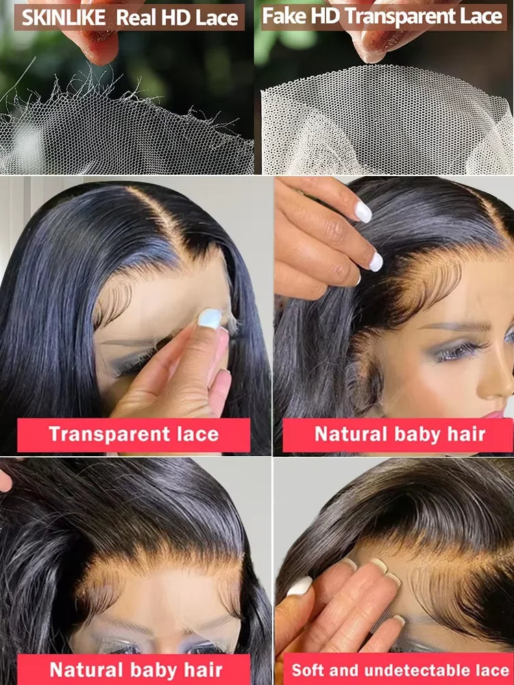 HD Transparent Body Wave Lace Frontal Wigs Human Hair 13x6 30 40 Inch Body Wave Human Hair Wig For Black Women 250 Density