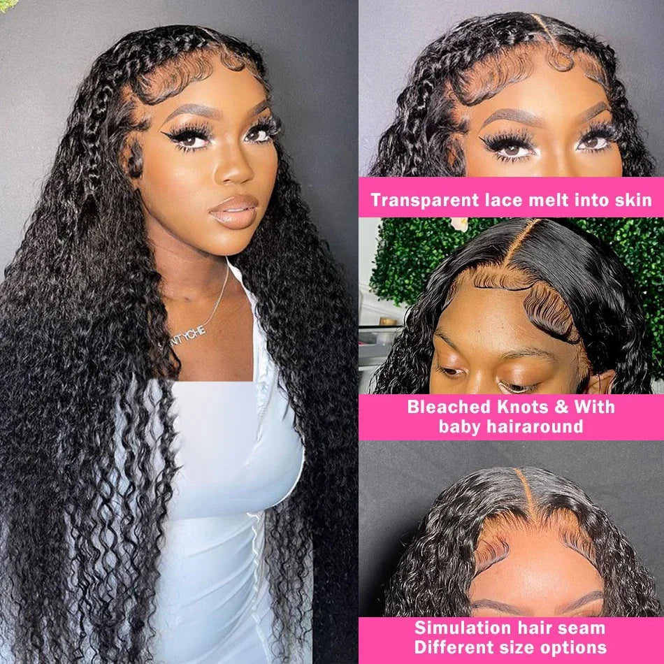 13x6 HD Lace Frontal Wig Deep Wave Frontal Wig 100% Brazilian Curly Human Hair Wigs 13x4 Transparent Lace Front Human Hair Wig