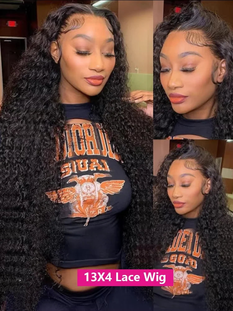 300 Density 40 Inch Deep Wave Wig Human Hair 13x4 13x6 Hd Lace Frontal Wig Water Wave Closure Wig Brazilian Curly Wigs For Women