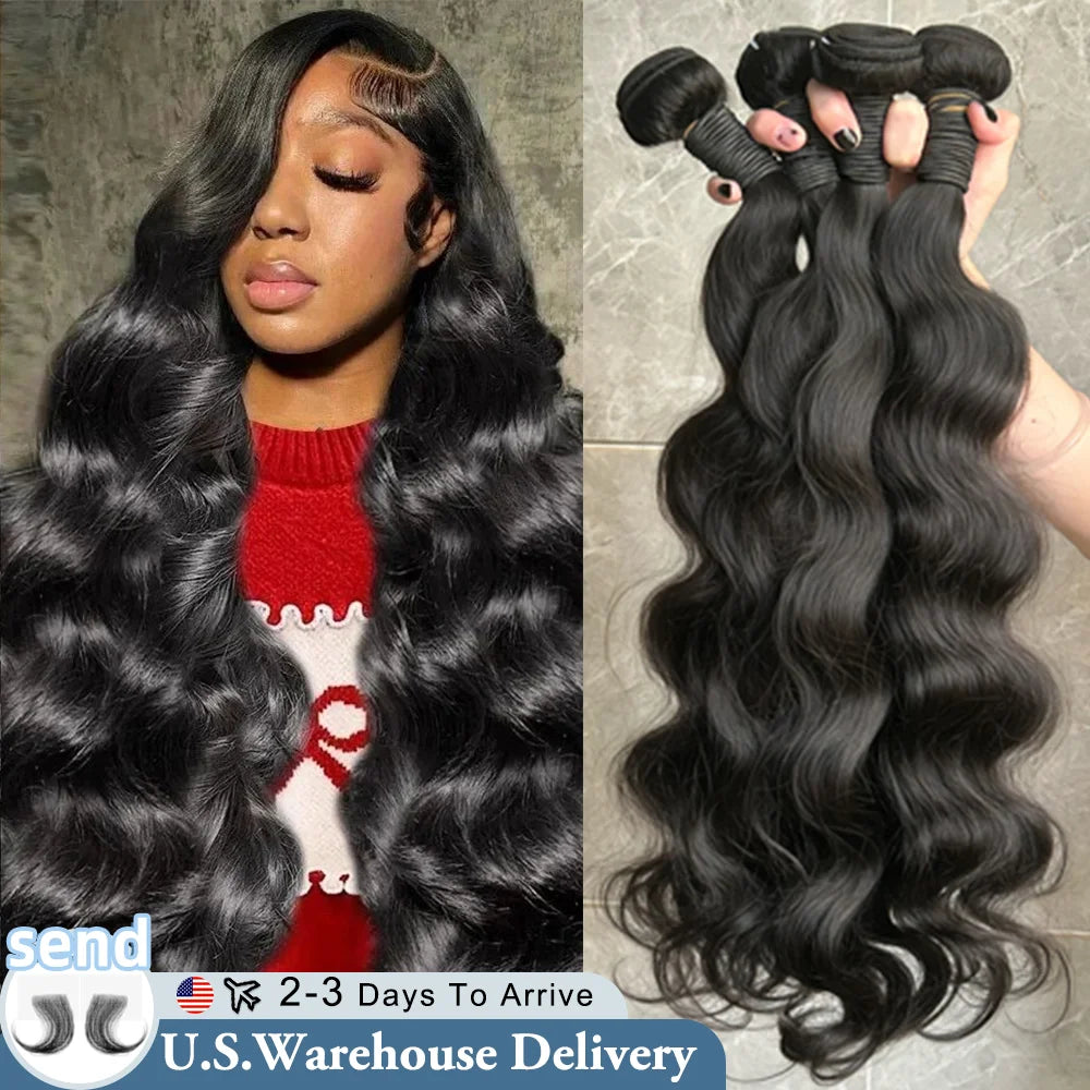 16A Body Wave Bundles Human Hair 100% Unprocessed Human Hair Bundles 30 40 Inch Brazilian Remy Raw Hair Weave Double Weft Bundle