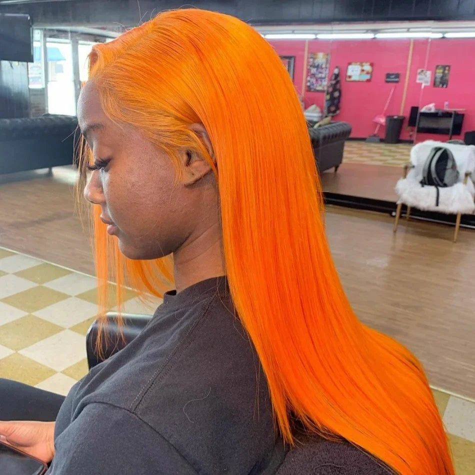 Ginger 350# hd Lace Frontal Wig Bone Straight Lace Front Wig 13x4 13x6 Lace 100% Brazilian Colored Ginger Human Hair 200 Density