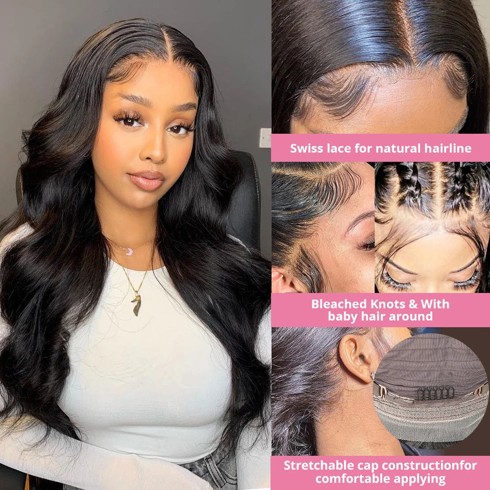 300 Density 40 50 Inch HD Transparent 13x4 13x6 Body Wave Lace Front Human Hair Wig Brazilian Glueless Human Hair Wigs For Women