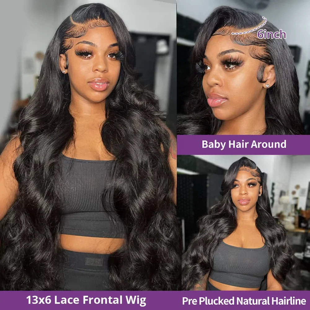 40 Inch 13x4 13x6 HD Body Wave Lace Front Wig Pre Plucked Loose Wave Lace Frontal Wig 100% Human Hair Wigs For Black Women