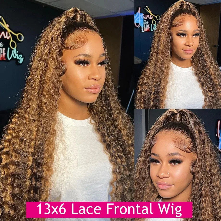 30 Inch Highlight 13x6 Lace Frontal Wig Human Hair 200 Density Deep Wave Human Hair Wigs 13x5 Brazilian Pre Plucked Closure Wig