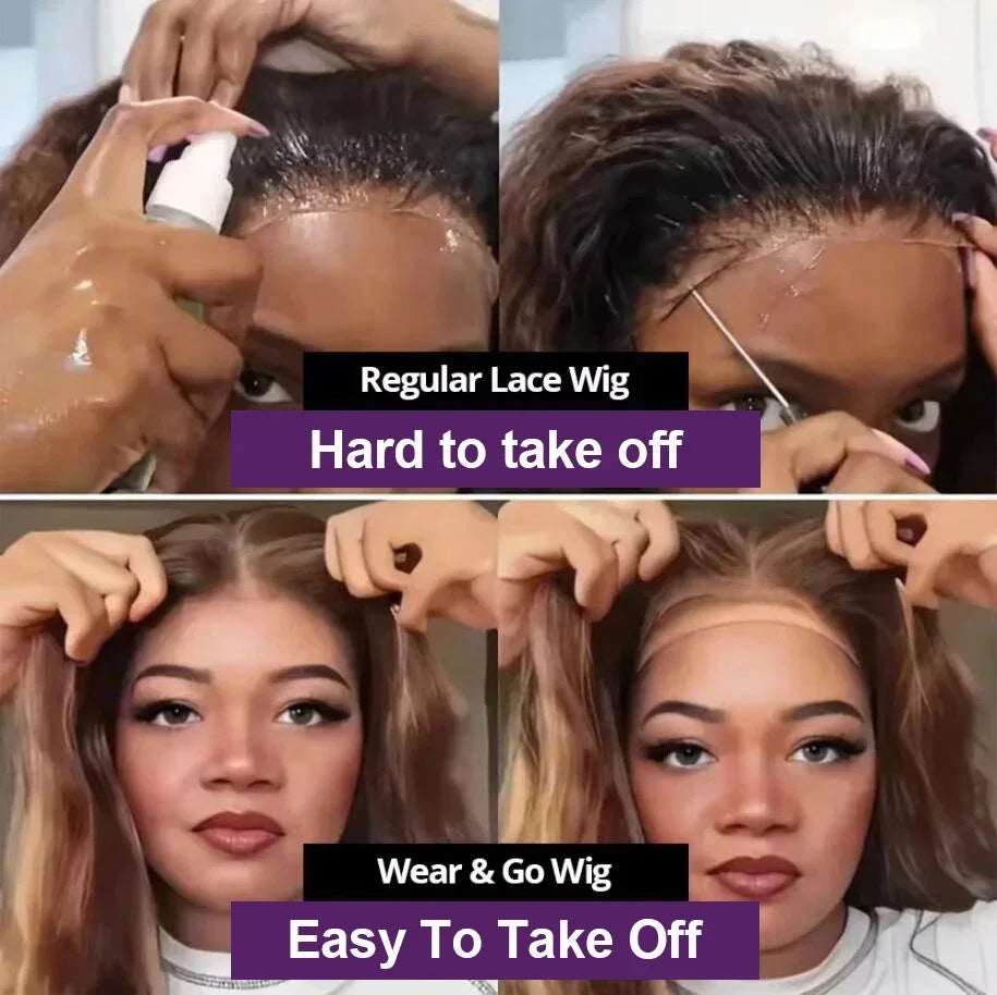 Curly Deep Wave Highlight Wigs Pre-cut Glueless 7x5 Lace Wig 4/27 Highlight Lace Front Wigs 100% Human Hair For Black Women