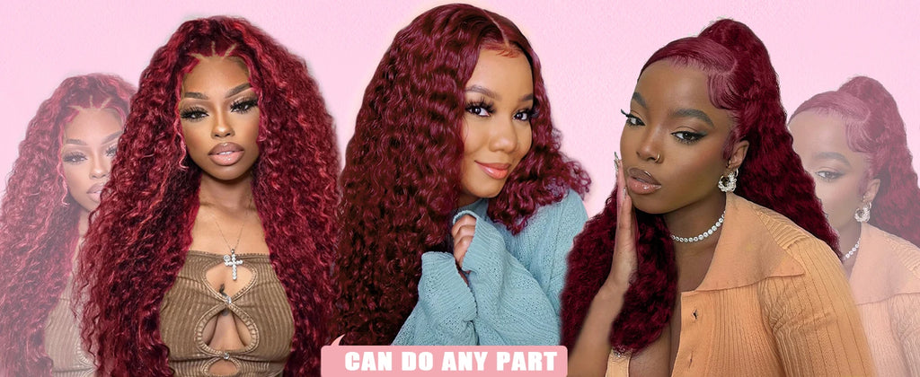 99J Burgundy 13x4 Lace Wig Deep Curly Human Hair Glueless Wig Human Hair Ready to wear Choice Brazilian Wigs For Women