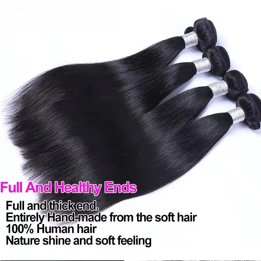 8-34 Inch Natutral Straight Human Hair Bundles 100% Brazil Human Hair Sew In Weaves Color 1/3/4 Bundles For Black Women