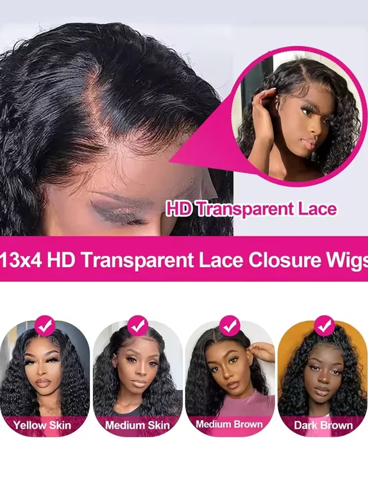 300 Density 40 Inch Deep Wave Wig Human Hair 13x4 13x6 Hd Lace Frontal Wig Water Wave Closure Wig Brazilian Curly Wigs For Women