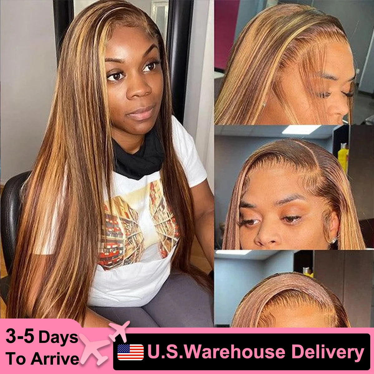 4/27 Highlight Straight 360 Full Lace Wig Brazilian Human Hair 13x4 Honey Blonde Colored Wigs 427 Ombre 13x6 Lace Frontal Wig