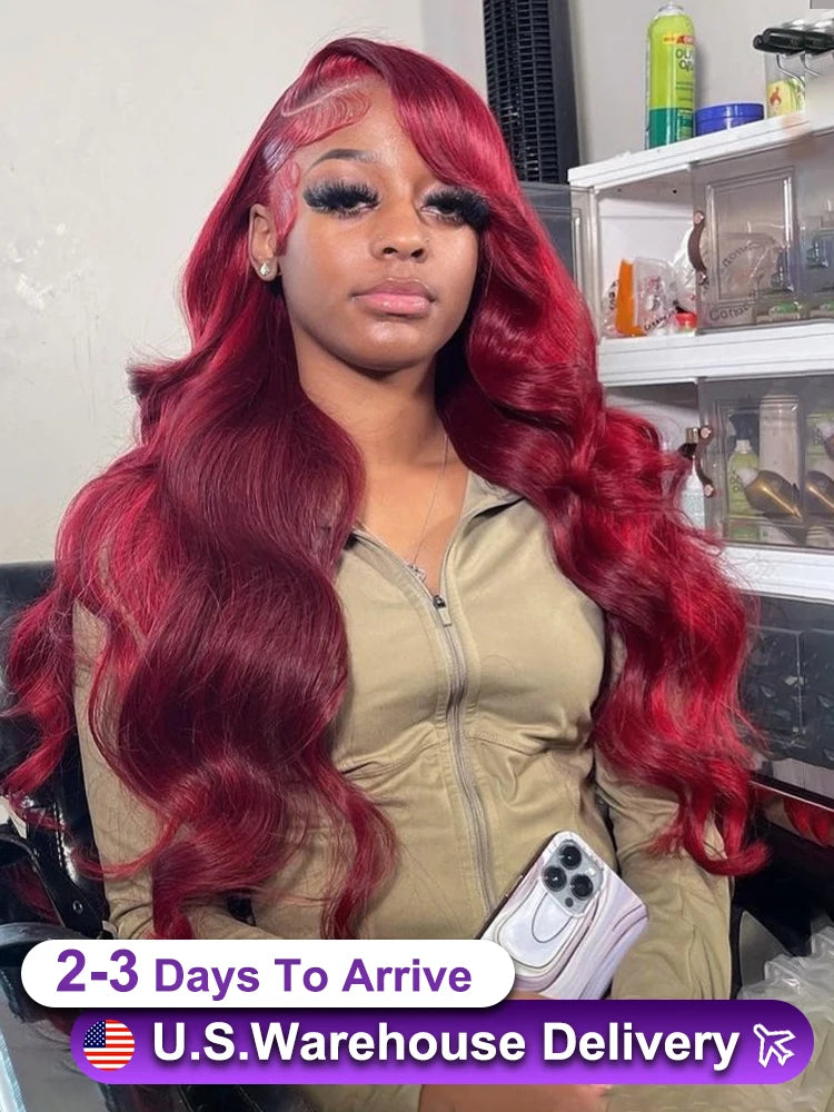 200 Density Burgundy 13x6 HD Lace Frontal Human Hair Wig 99j Body Wave 13x4 Lace Front Wigs Human Hair Brazilian Lace Wigs