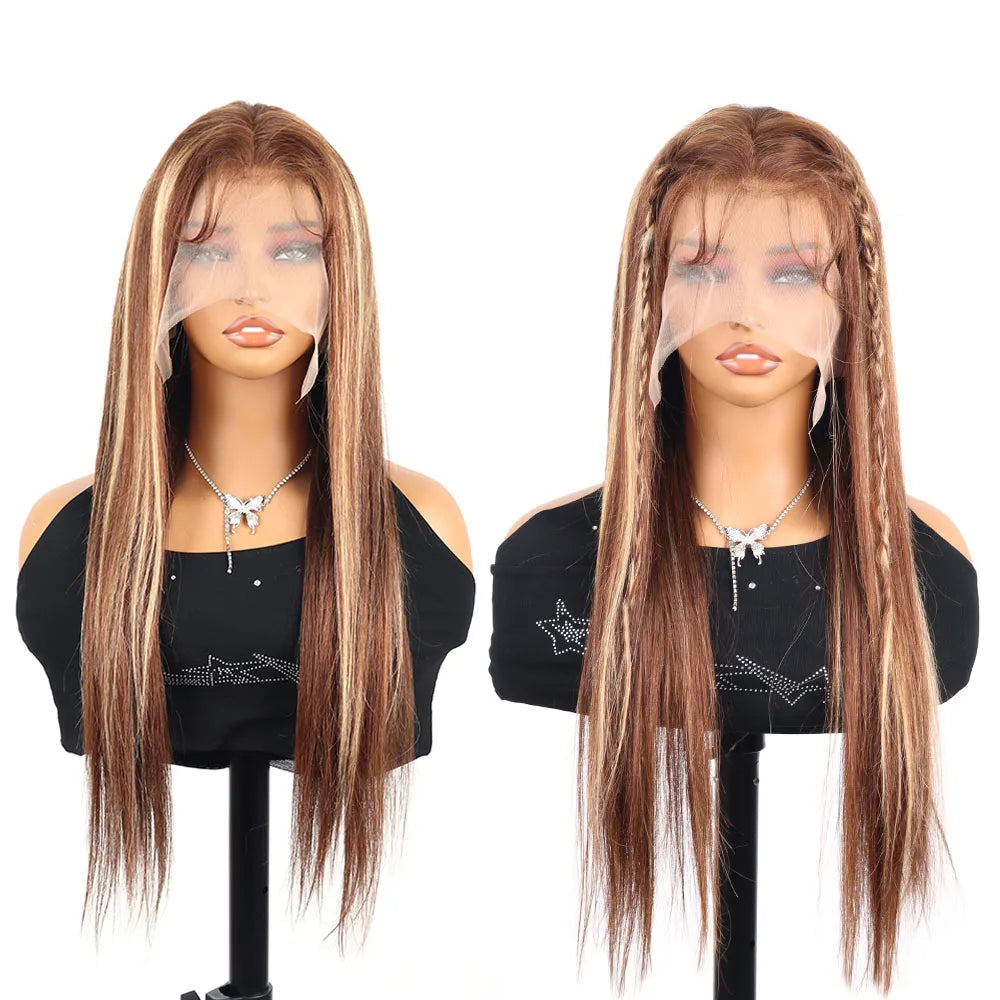 250 Density Highlight Wig Human Hair 13x6 Straight Human Hair HD Lace Frontal Wigs 40 Inch Brazilian Lace Front Human Hair Wig