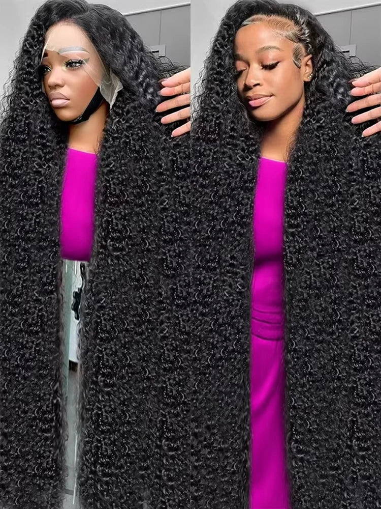 300% HD 13X6 Curly Loose Deep Wave Lace Frontal Human Hair Wigs Brazilian Transparent 40 50 Inch 13X4 Lace Front Wig Remy Hair