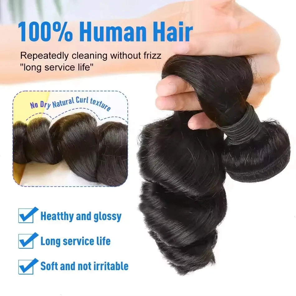 30 Inch 16A Loose Wave Bundles 100% Unprocessed Human Hair Bundles Brazilian 3/4/5/6 Pcs Double Weft Raw Virgin Hair Extensions