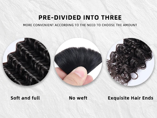 Deep Wave Human Hair Bundles Curly Hair Brazilian Weaving 20 22 24 26 Inch Natural Human Hair Remy Loose Deep Wave Hair Bundles