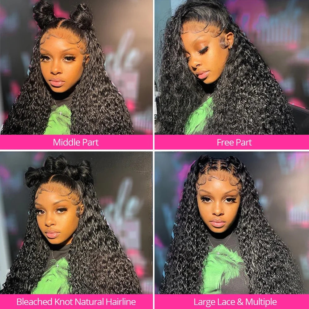 High Density 250% 40  Inch Deep Wave 13x6 HD Lace Front Human Hair Wig Loose Water Wave Curly 13x4 Lace Frontal Wig Human Hair
