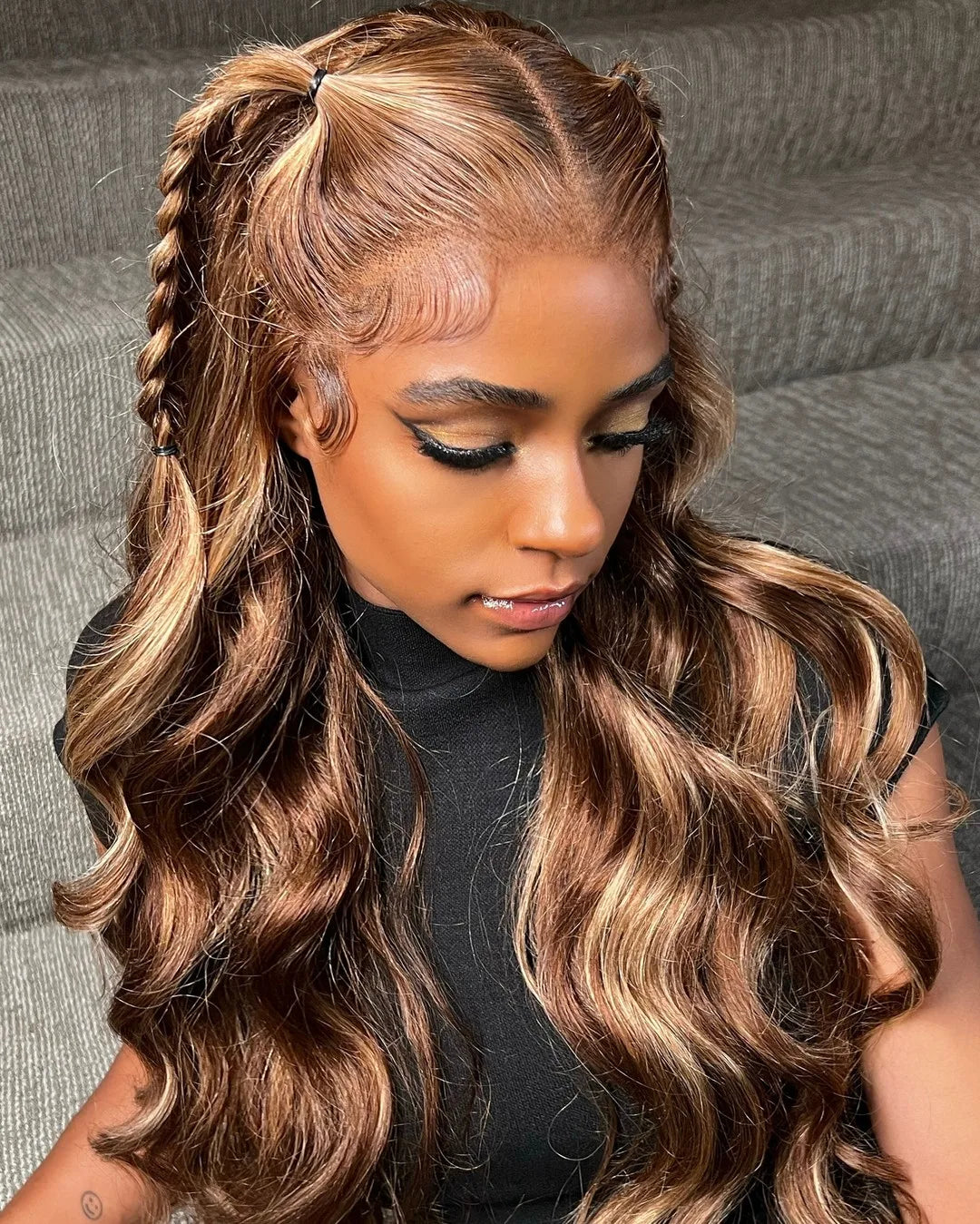 Highlight Ombre Body Wave 13x4 Lace Frontal Wig Human Hair 4/27 Lace Front Wigs 200 Density 4x4 Lace Front Wigs Human Hair Wigs