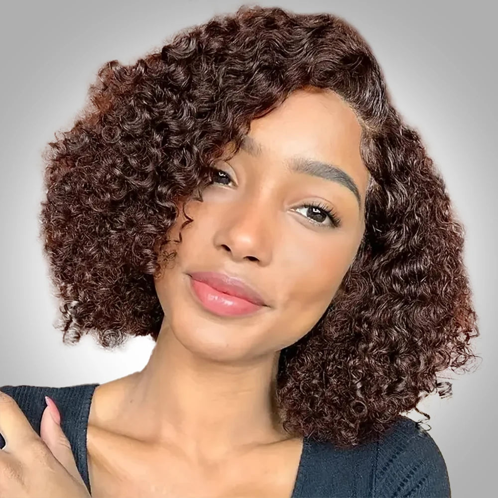 Colored Brown Bob Wig 13x6 Lace Frontal Wigs Chocolate Brown 13x4 Short Bob Wigs Deep Wave Wig 180% Density Brazilian Human Hair