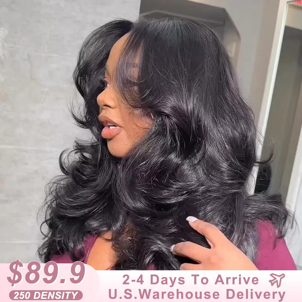 13x6 Body wave HD Transparent Lace Frontal Wigs Human Hair 40 inch Pre Preplucked 250 Density 360 Lace Frontal Wigs For Women