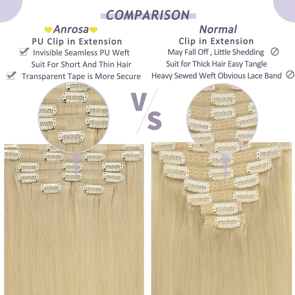 10Pcs Clip In Hair Extensions 100% Real Human Hair 613 Blonde Colored Straight Clip In Hair 140G/Set Deals Clearance Sale