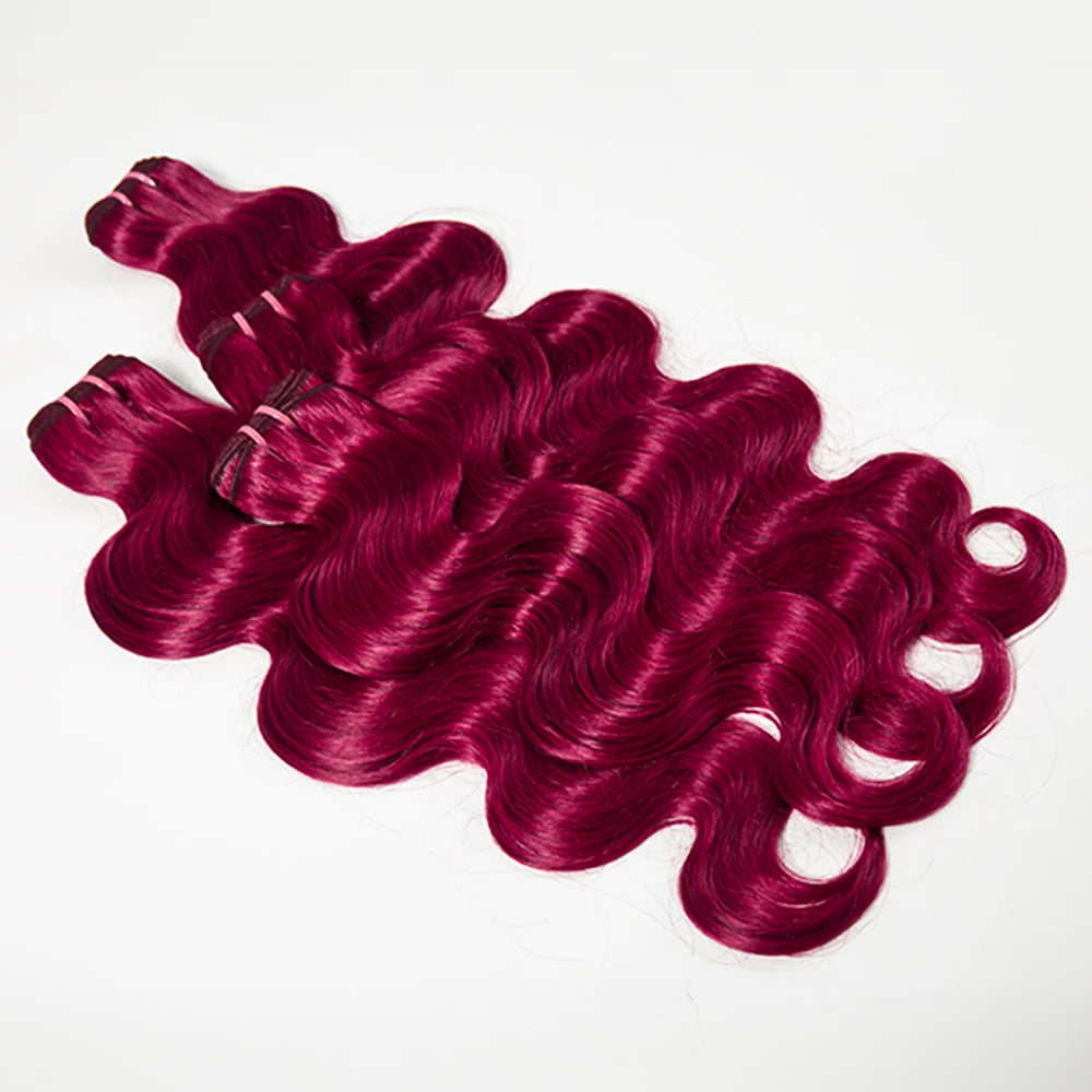 #99J Human Hair 13x4 Lace Front With 18 20 22Inch Bundles Brazilian Hair 3 Bundles With Frontal Body Wave Bundles Burgundy