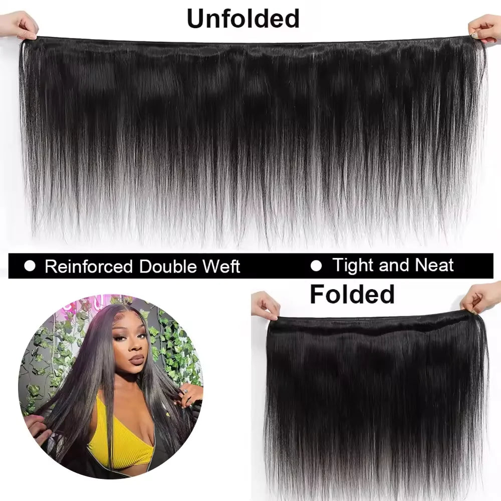 16A Human Hair Bundles 28 30 32 34Inch straight Bundles Human Hair 100% Unprocessed Brazilian Virgin Hair 3/4/5 Bundles Deals