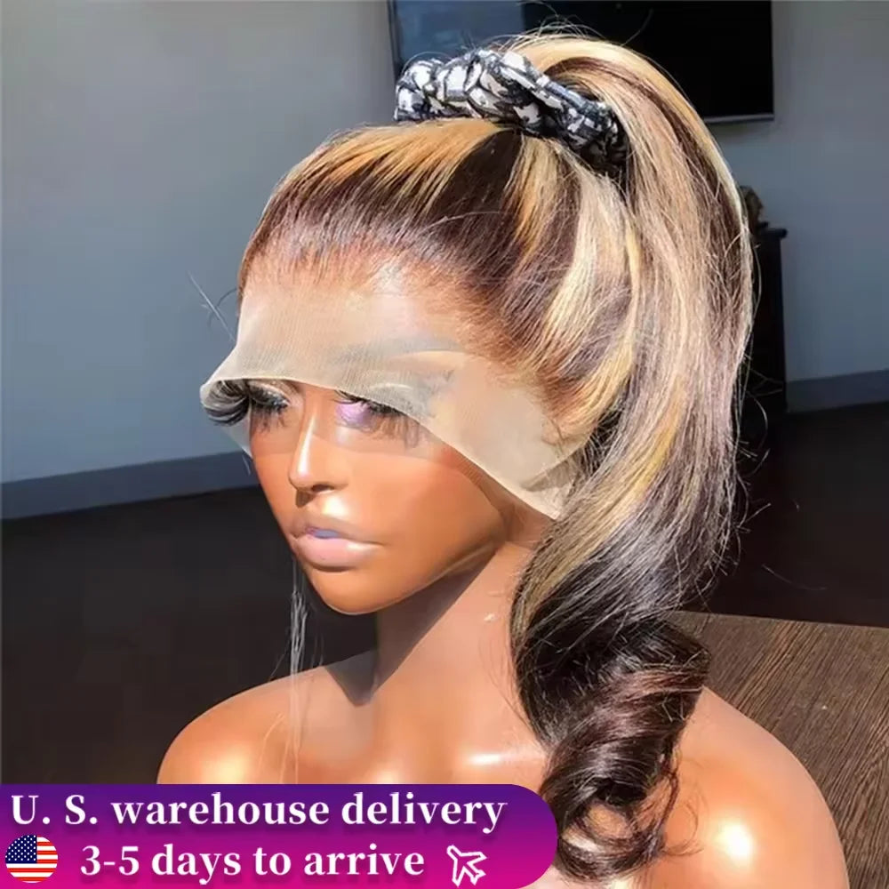30 Inch 360 Full Hd Lace Frontal Wigs Human Hair 427 Highlight Ombre Lace Front Wig Human Hair 180 Density Pre Plucked Lace Wigs