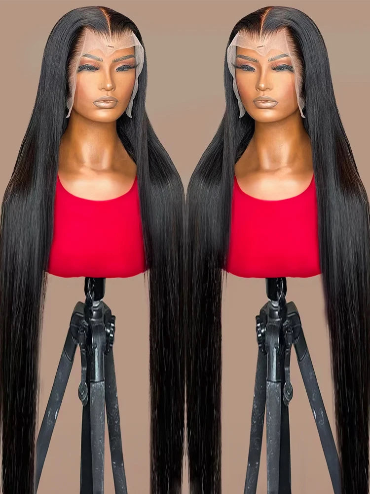 40 46 Inch 13x4 13x6 Hd Transparent Bone Straight Lace Front Human Hair Wig Brazilian Wigs For Women 360 Lace Frontal Wig 300%