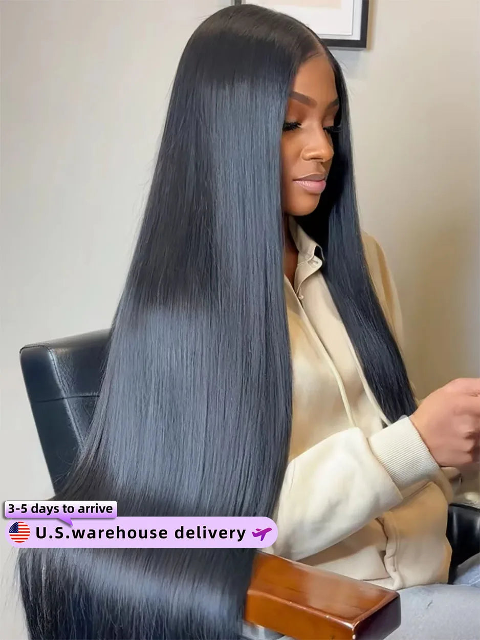 Straight 13x6 HD Transparent Lace Frontal Wigs  Glueless 30 40 Inch 13x4 Lace Front Human Hair Bone Brazilian Closure Wear