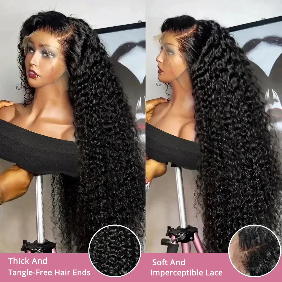 40 46 Inch Deep Wave 13x6 13x4 360 Hd Lace Frontal Human Hair Wigs 7x5 Wear Go Glueless Wig Water Curly Lace Wigs For Women 300%