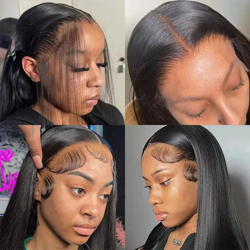 Hidden Strap 360 Lace Front Wigs Human Hair Glueless Wig Transparent Lace Front striaght Wig with Invisible Drawstring