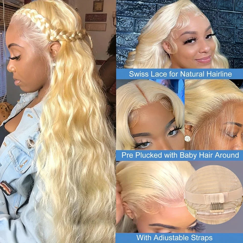 200 Density Blonde Human Hair Wig Body Wave 613 hd Lace Frontal Wig 13x6 13x4 Human Hair Lace Front Wig Brazilian Colored Wigs