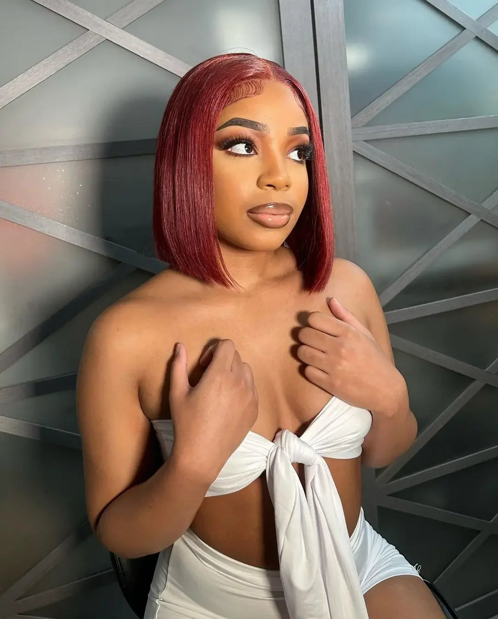 99J Burgundy Wear Go Glueless 13x4 Bob Straight Human Hair Wigs Brazilian Colored Short Wig 7x5 No Glue Pre Cut Wigs Pre Plucked