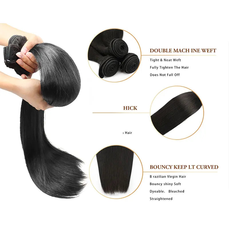 14A Straight Human Hair Bundles 32 36 40 Inch 100% Human Hair Brazilian Virgin Bundles Extensions 4/5/6 Pcs Raw Hair Bundle