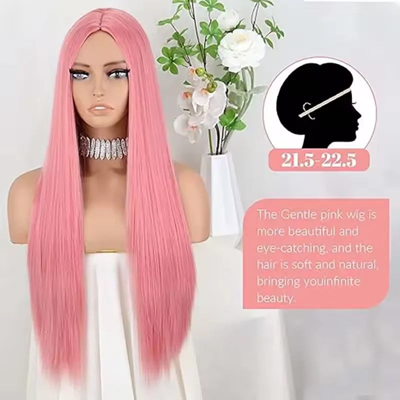 Pink Straight 13X4 Transparent Lace Frontal Wigs Brazilian 250% Lace Front Wig Colored Human Hair Wigs For Women Pre Plucked