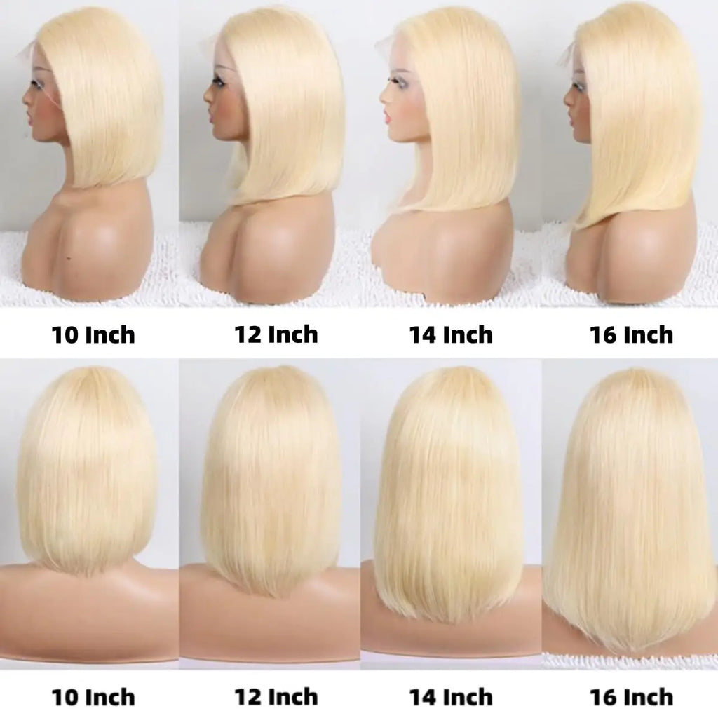 Cheap 13x4 Straight Short Bob Wig 613 Bob Honey Blonde 7x5 HD Lace Front Human Hair Wigs Wear to Go Glueless Wigs 14 Inch