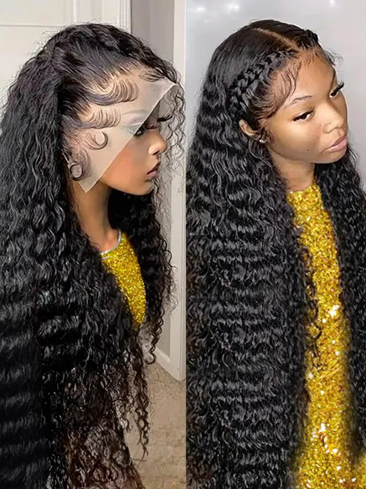 40 46 Inch Hd 13x6 Lace Wig Human Hair Curly Wigs For Women Brazilian 13x4 Deep Wave Water Wave Lace Frontal Wigs 300% Density