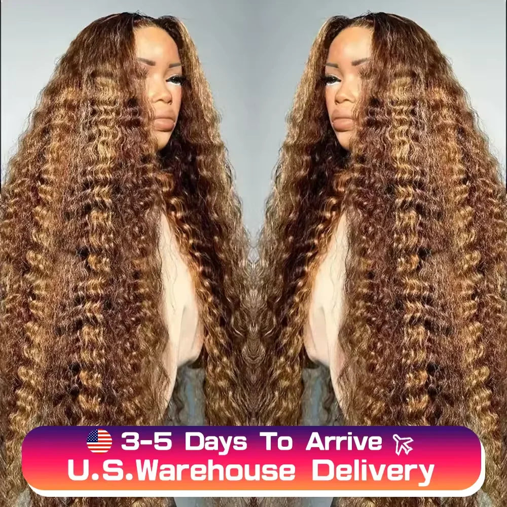 Curly Wigs 13x6 Lace Front Human Hair Wigs Highlight Ombre Deep Wave 13x4 Lace Frontal Wigs Ready To Wear For Women 350 Density